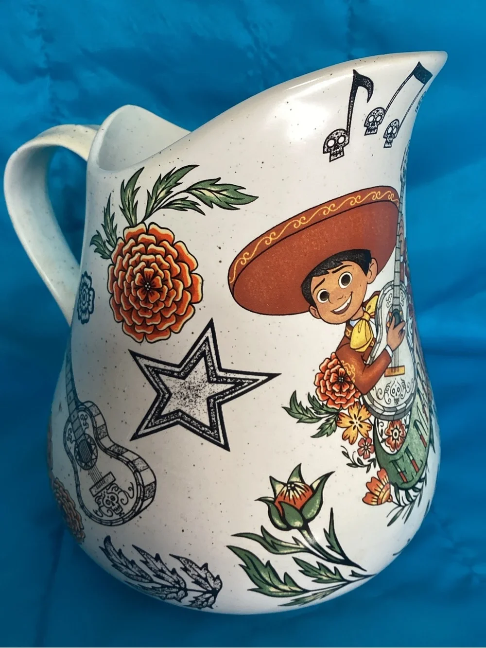 Disney parks White Ceramic Floral Mariachi Pitcher